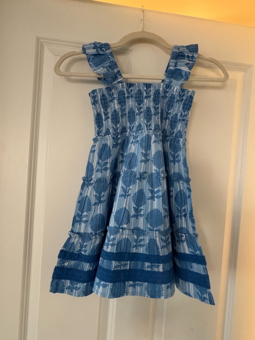 Girls (size 6) Roller Rabbit Blue Floral Smocked Ruffle Sundress